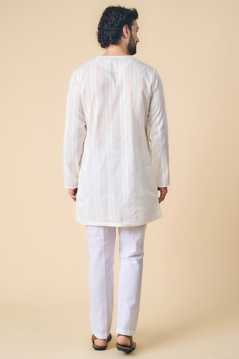 White Cotton Kurta Set