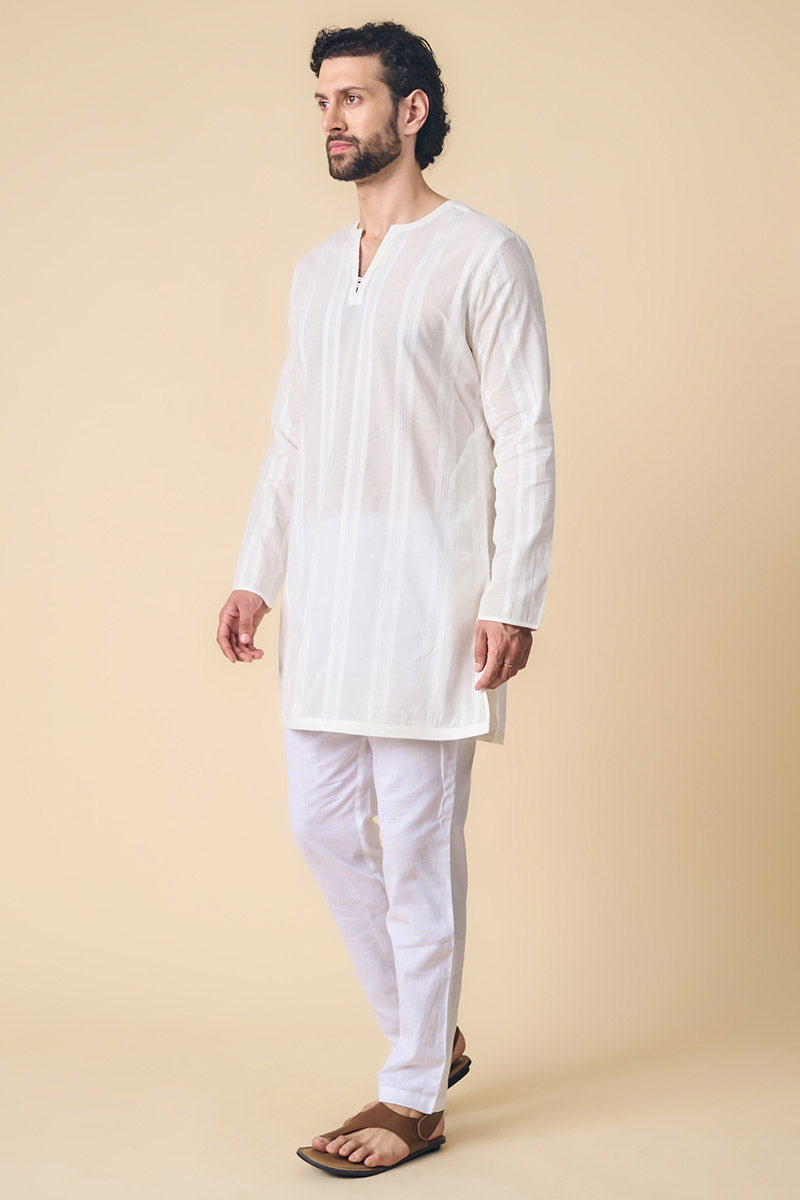 White Cotton Kurta Set