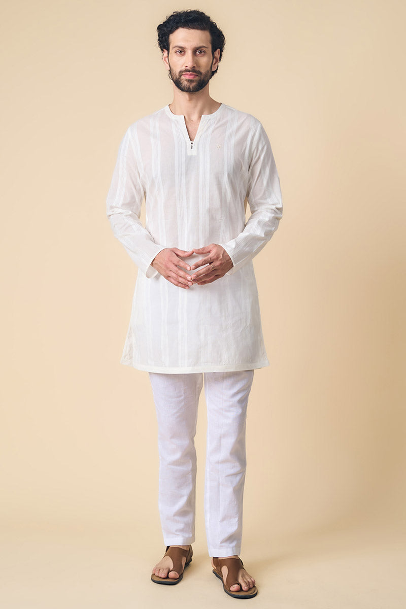 White Cotton Kurta Set