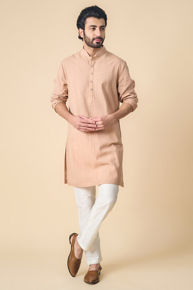 Peach Classic Cotton Kurta Set