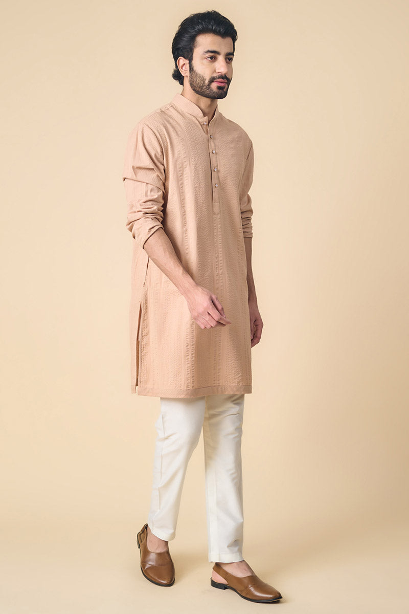 Peach Classic Cotton Kurta Set