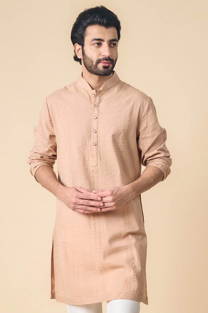 Peach Classic Cotton Kurta Set