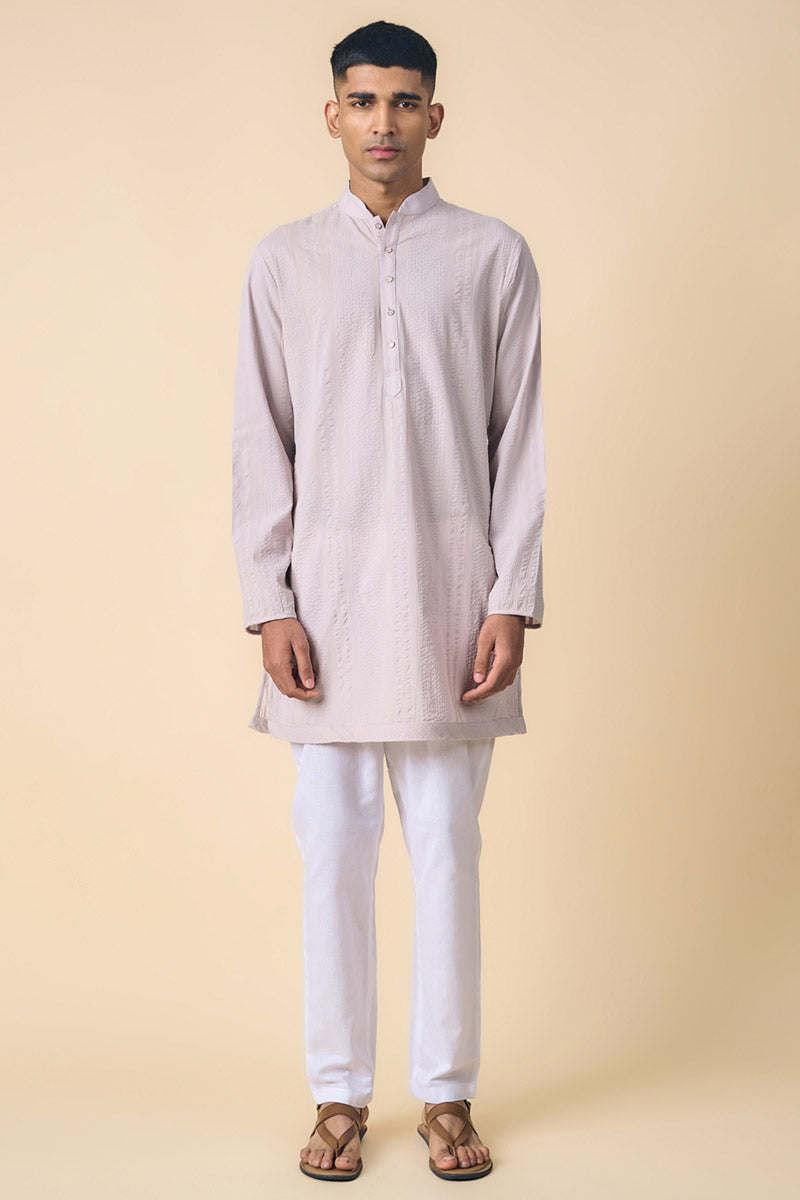 Light Grey Classic Cotton Kurta Set