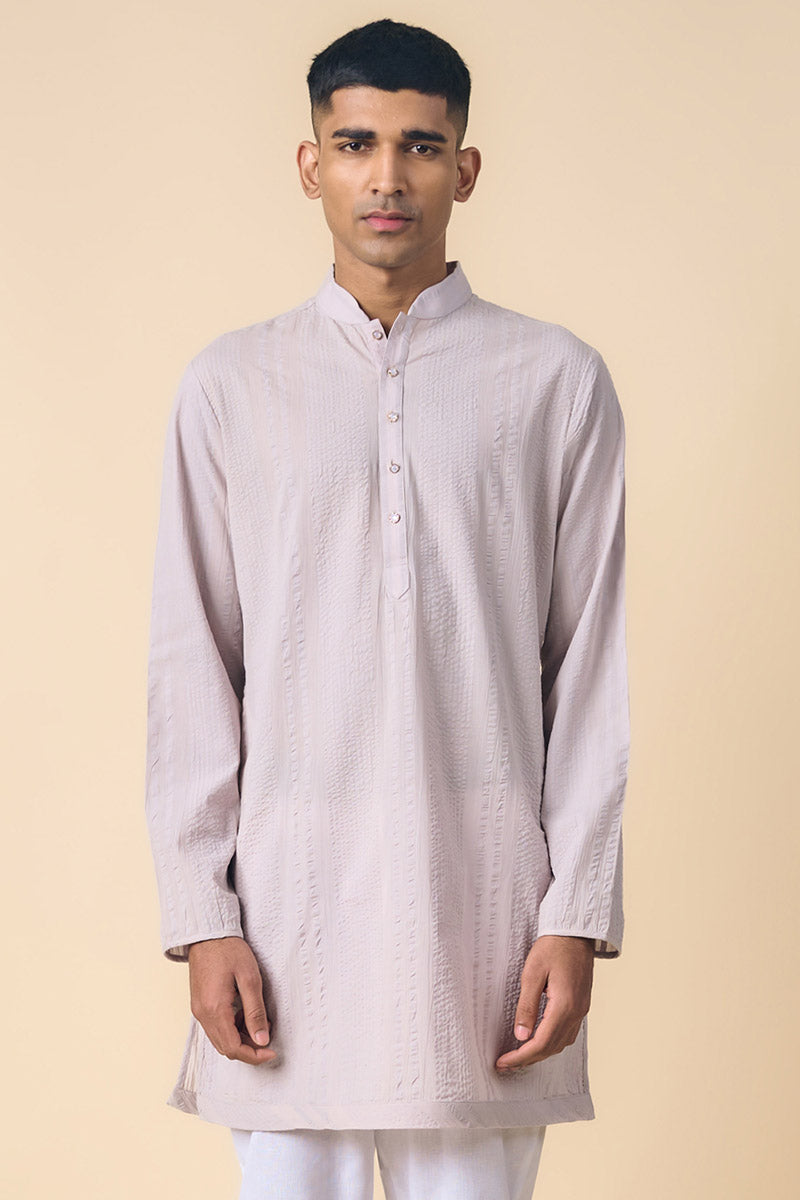 Light Grey Classic Cotton Kurta Set