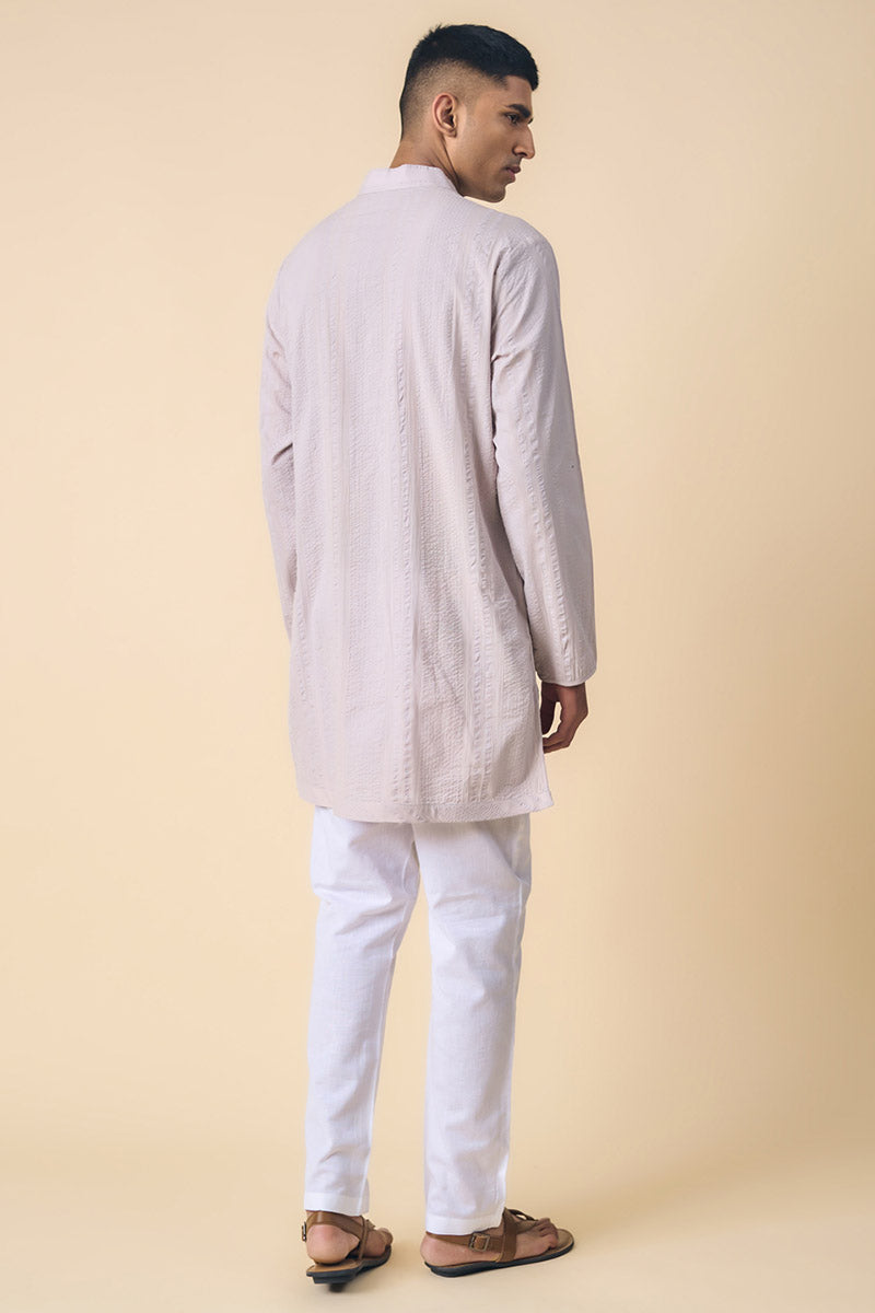 Light Grey Classic Cotton Kurta Set