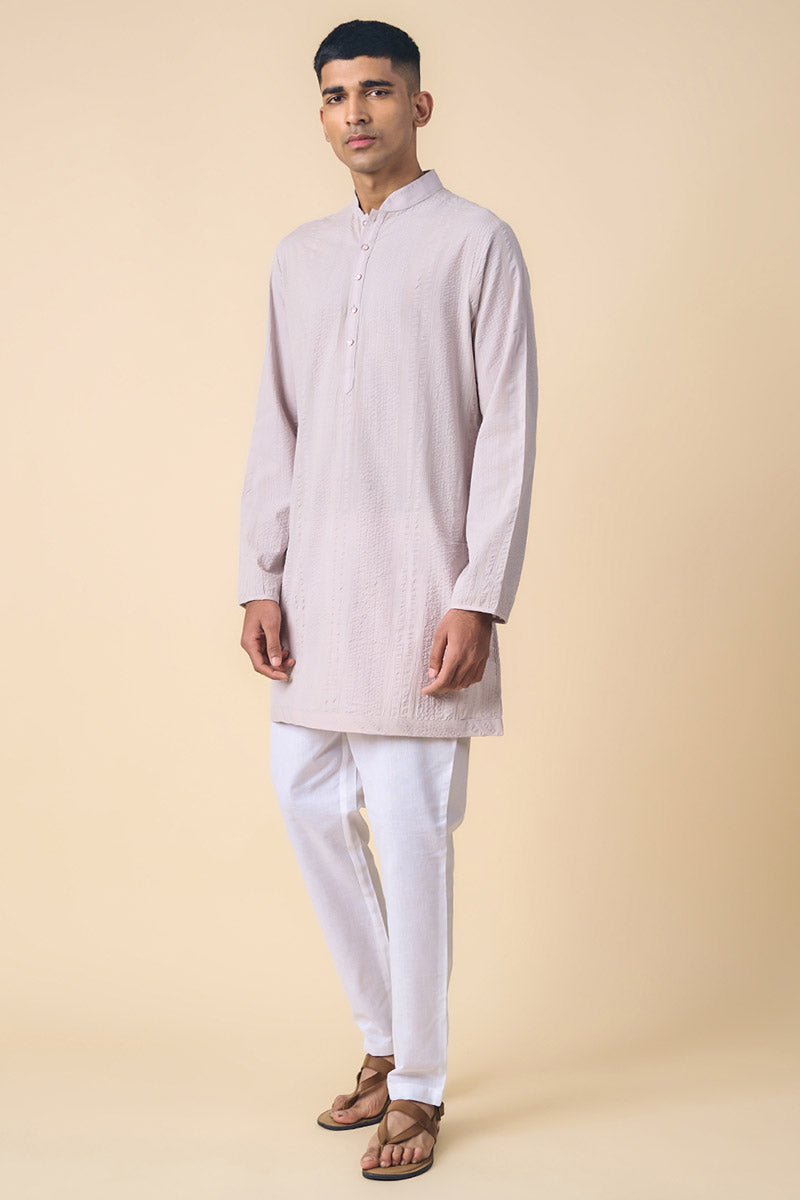 Light Grey Classic Cotton Kurta Set