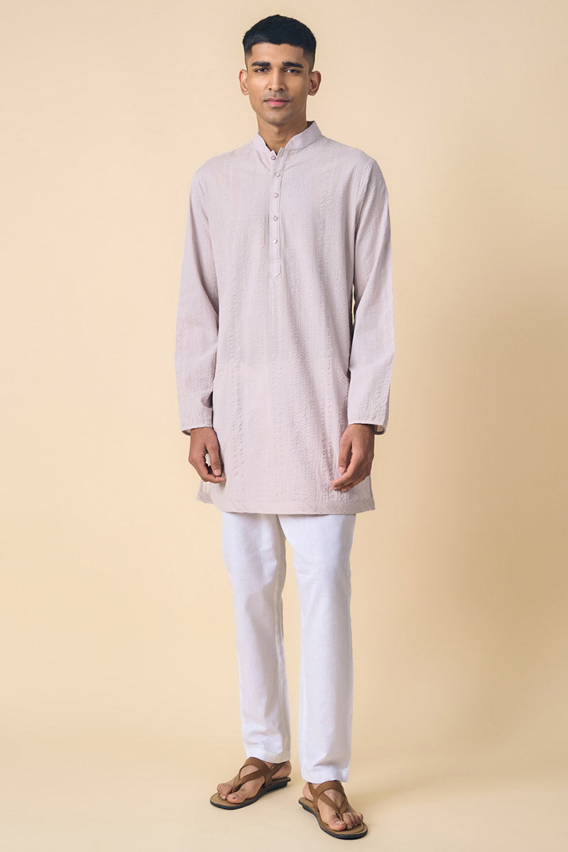 Light Grey Classic Cotton Kurta Set