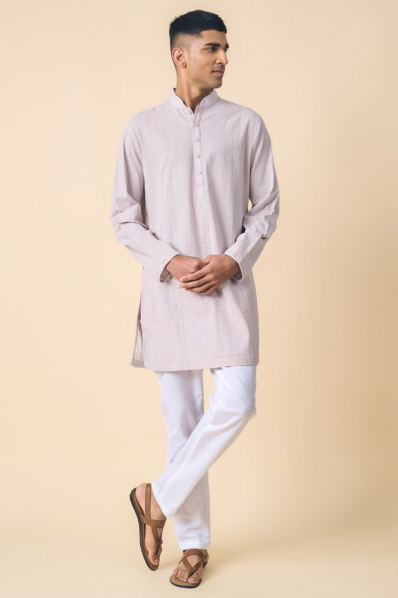 Light Grey Classic Cotton Kurta Set