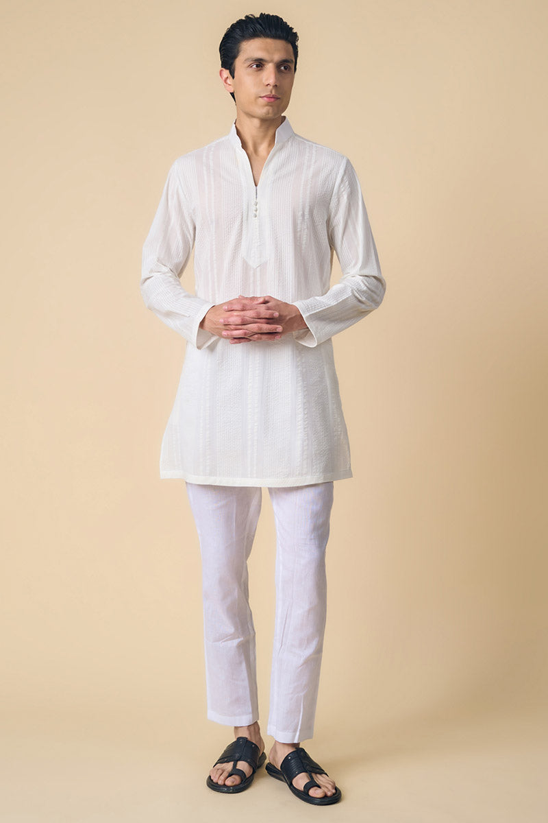 White Classic Cotton Kurta Set