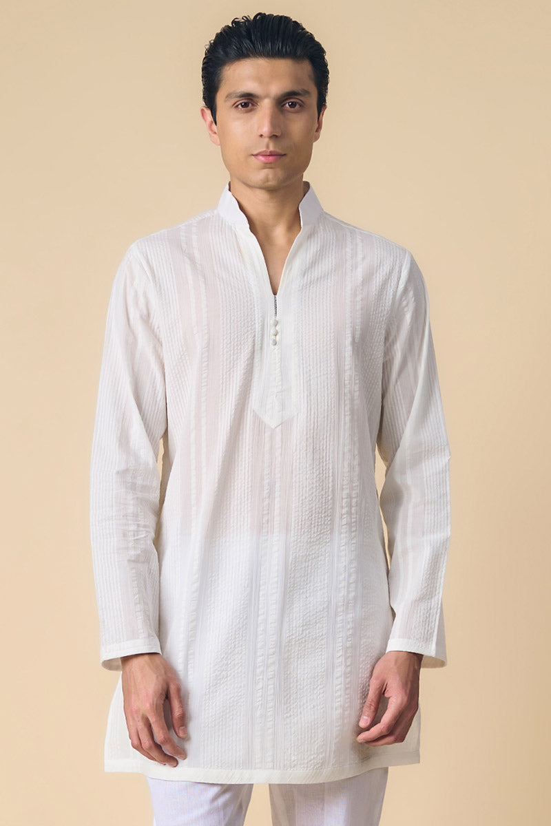 White Classic Cotton Kurta Set