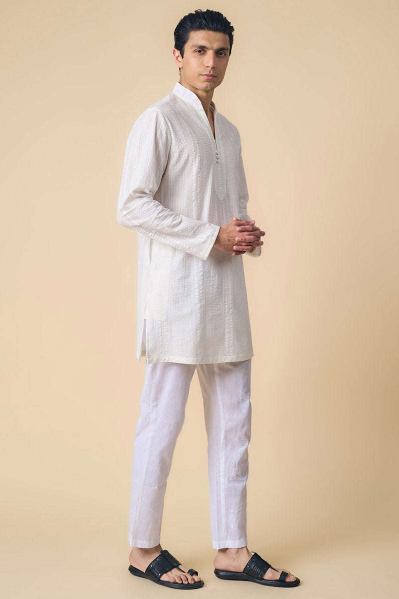 White Classic Cotton Kurta Set