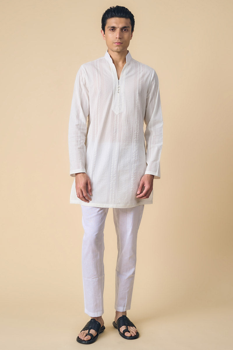 White Classic Cotton Kurta Set