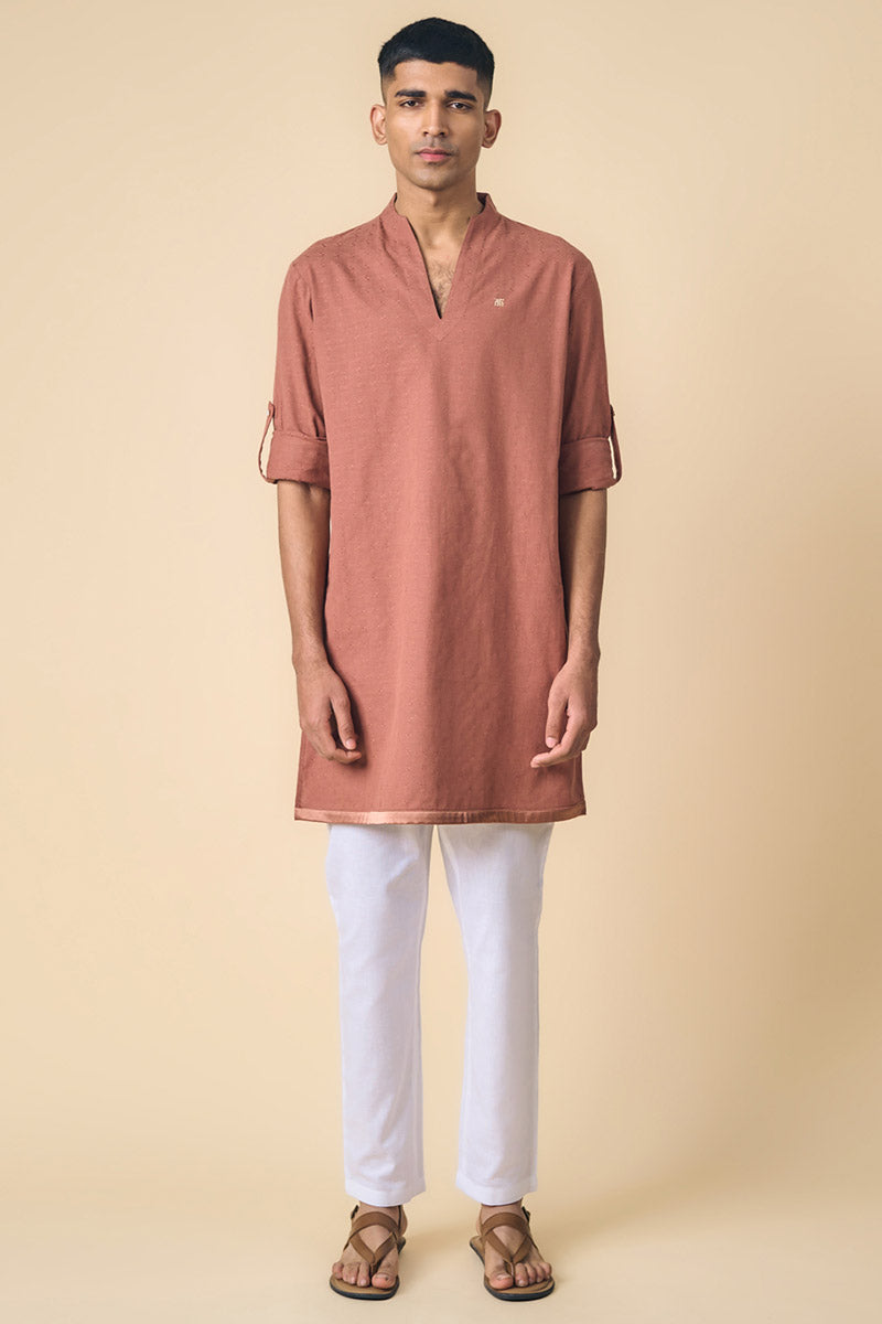 Rust Cotton Kurta Set