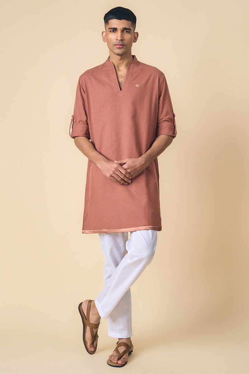 Rust Cotton Kurta Set