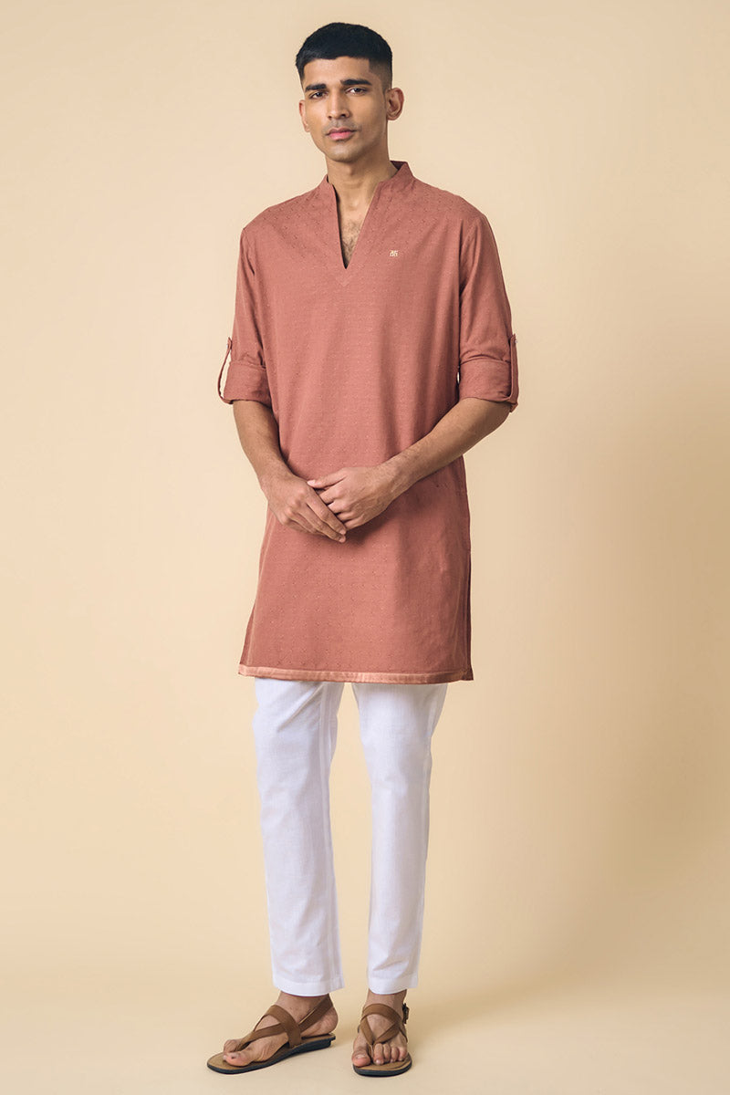 Rust Cotton Kurta Set