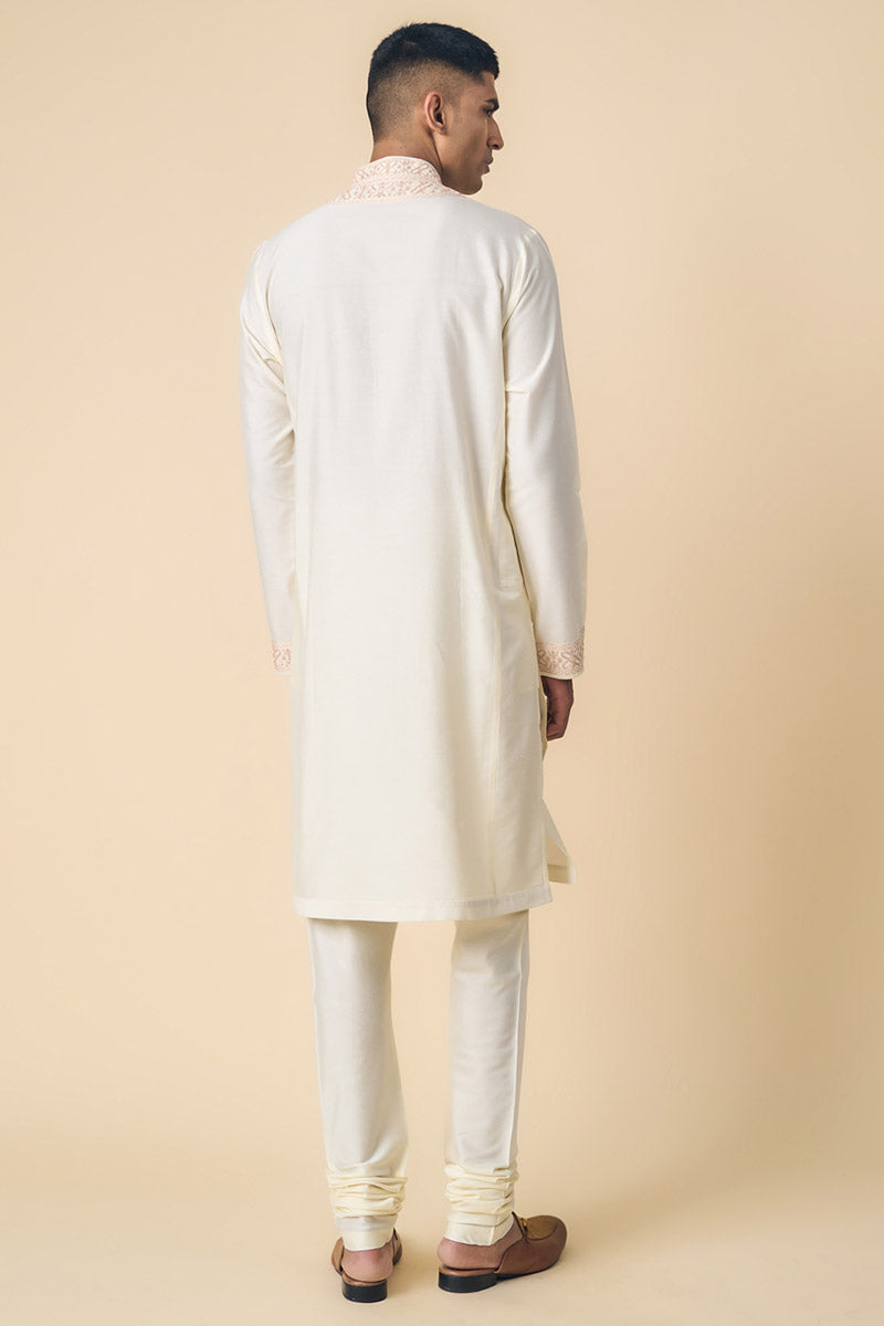 Ivory Kurta Set With Resham & Zari Embroidery