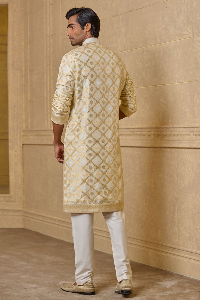 Ivory Zari Jacquard Kurta Set