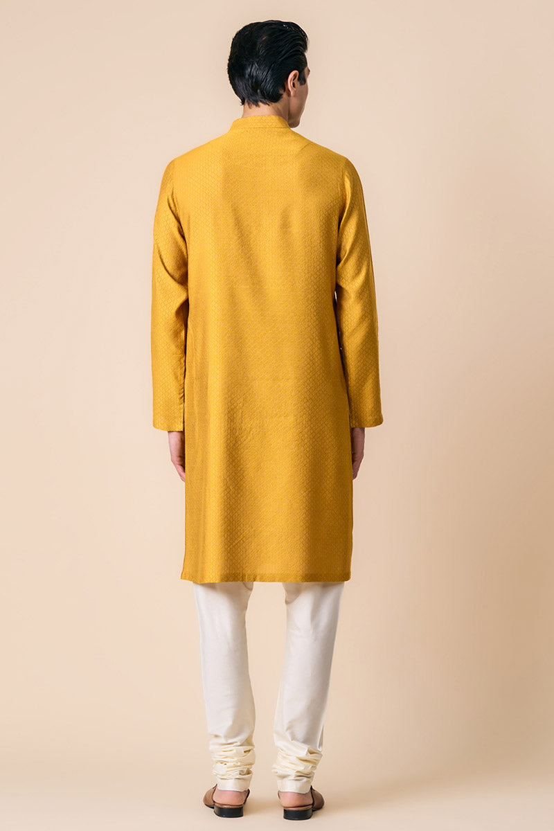 Yellow Ochre Jacquard Kurta Set