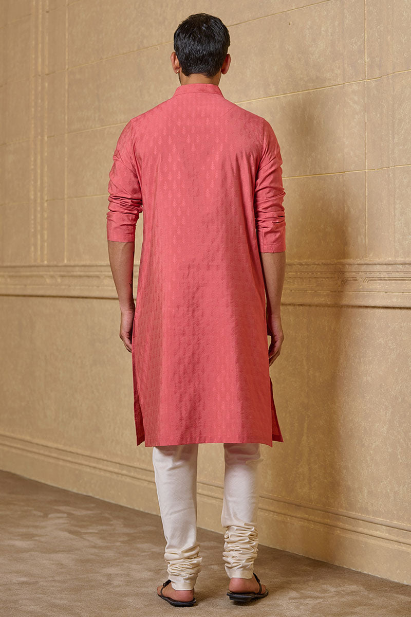 Pink Self Butta Jacquard Kurta Set