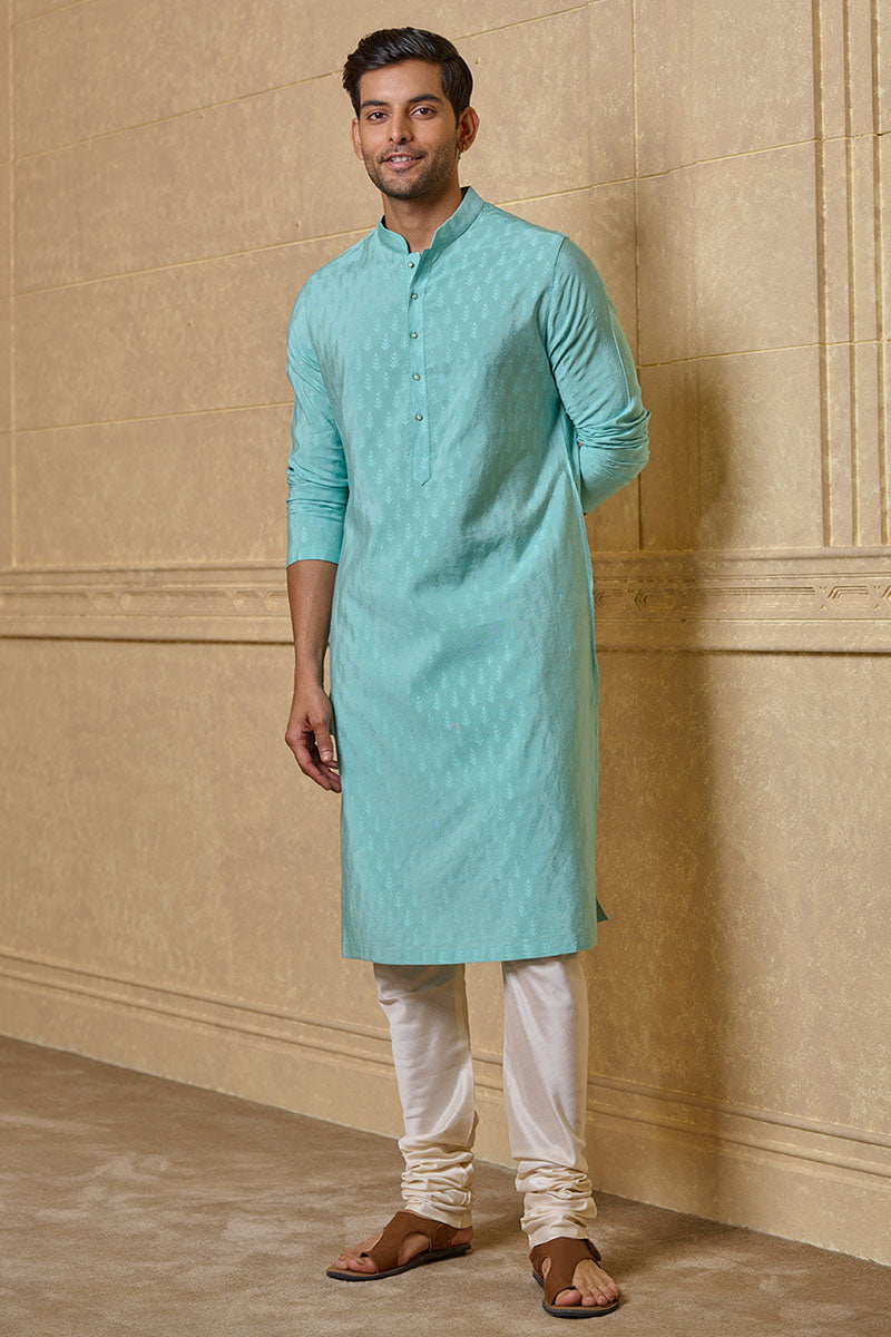 Light Blue Self Butta Jacquard Kurta Set