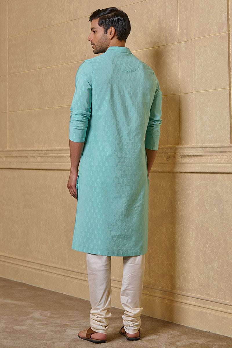 Light Blue Self Butta Jacquard Kurta Set