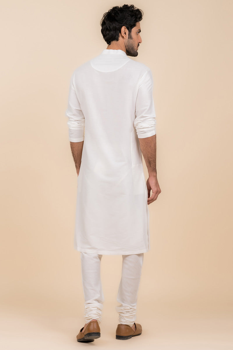 White Tonal Embroidered Kurta Set