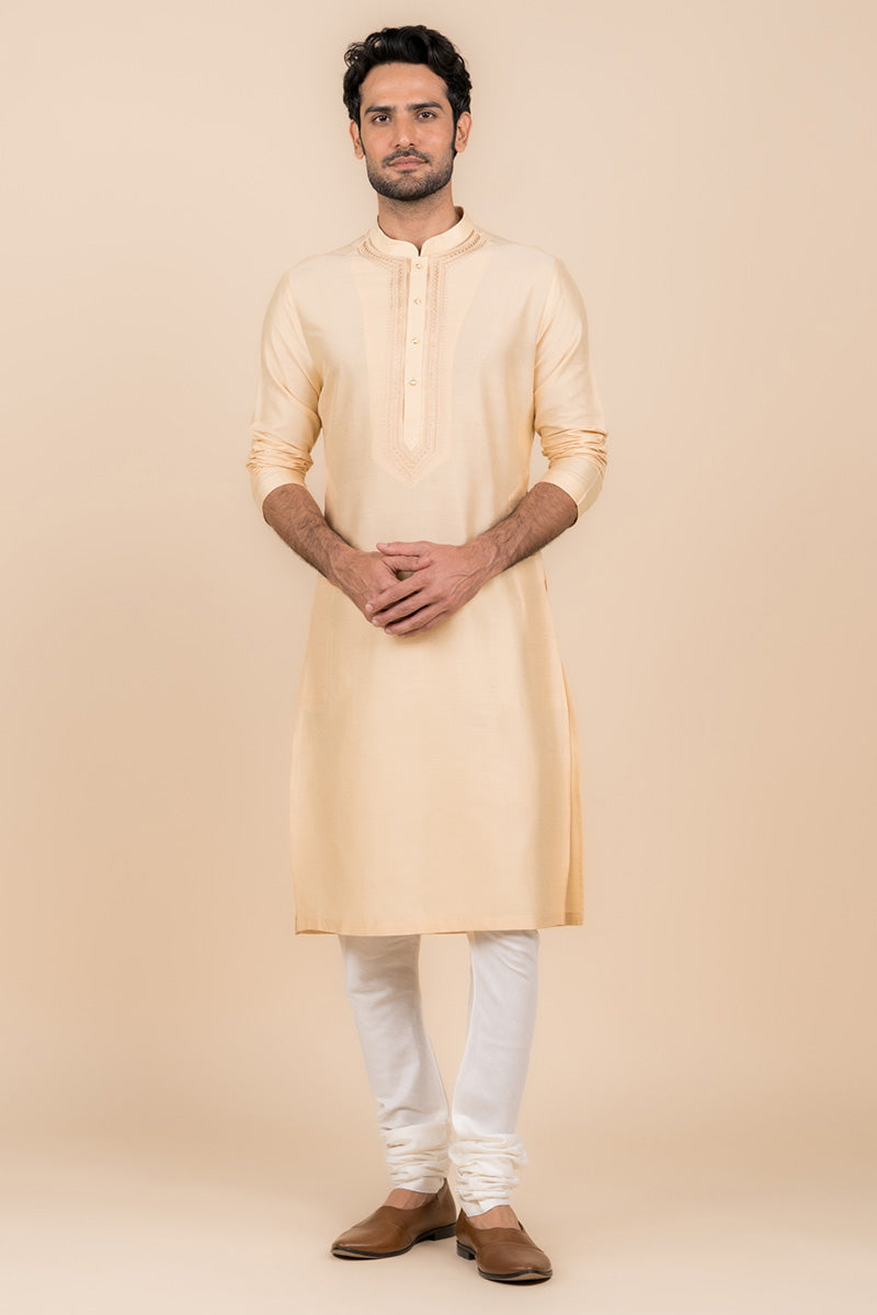 Cream Tonal Embroidered Kurta Set