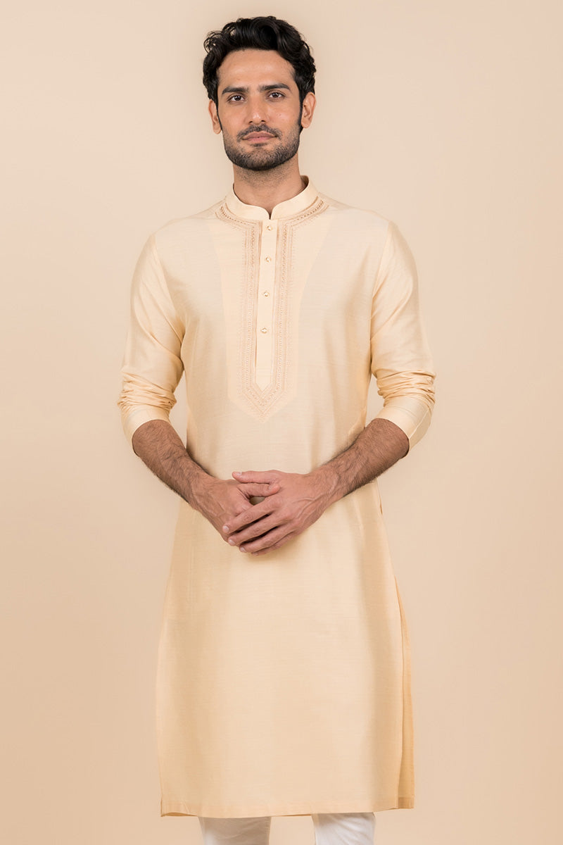 Cream Tonal Embroidered Kurta Set