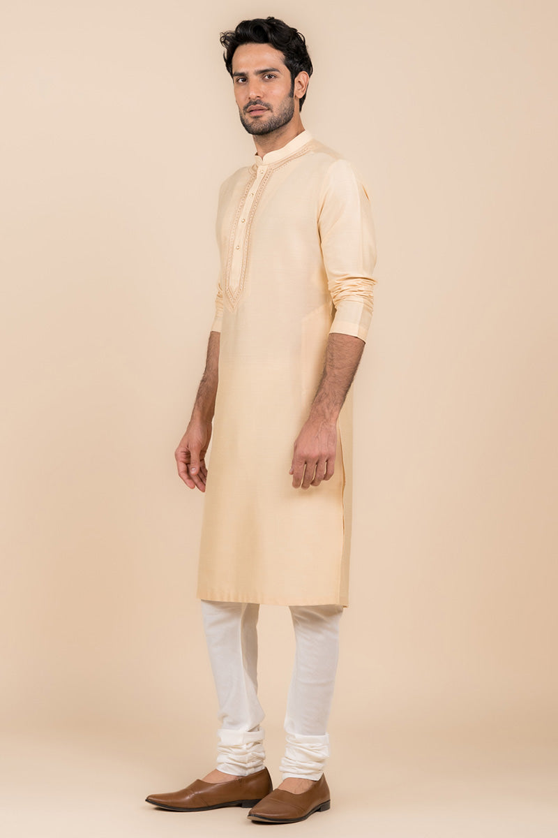 Cream Tonal Embroidered Kurta Set