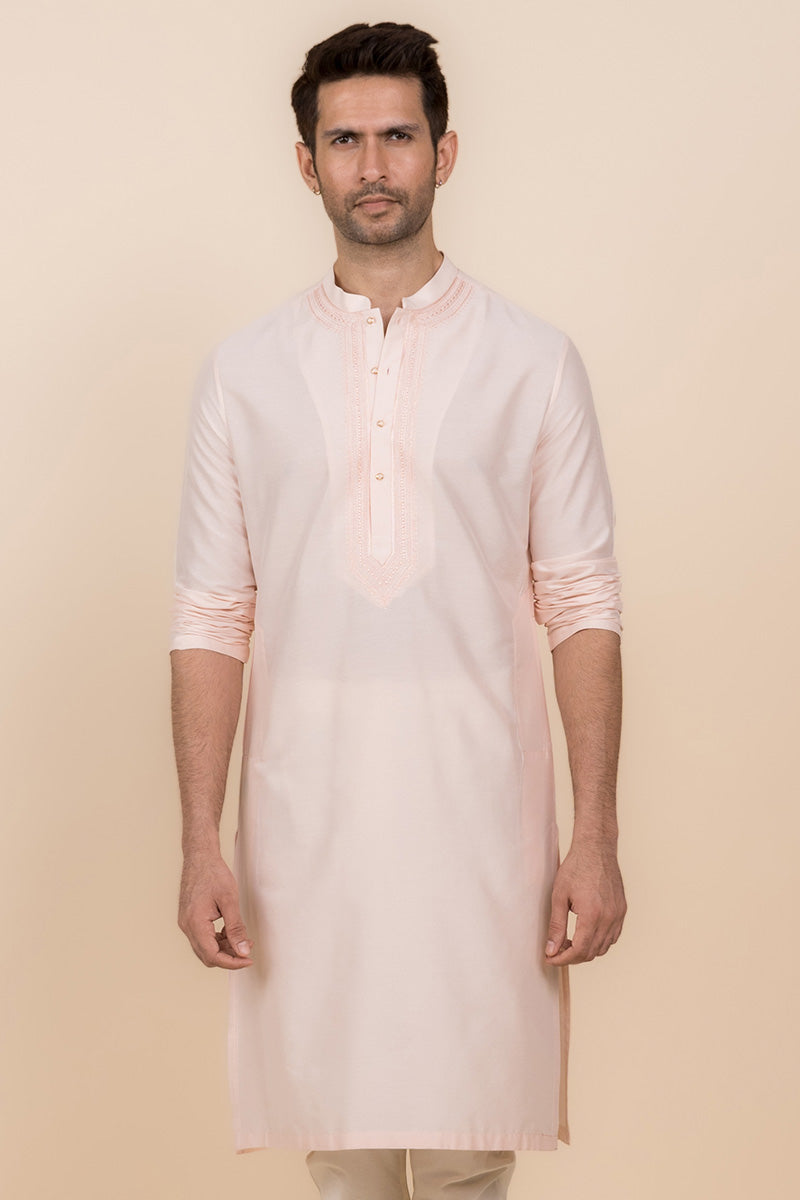 Pink Tonal Embroidered Kurta Set