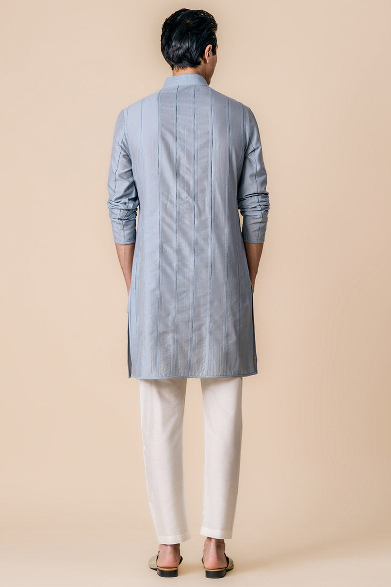 Light Blue Kurta Set In Resham And Zari Embroidery