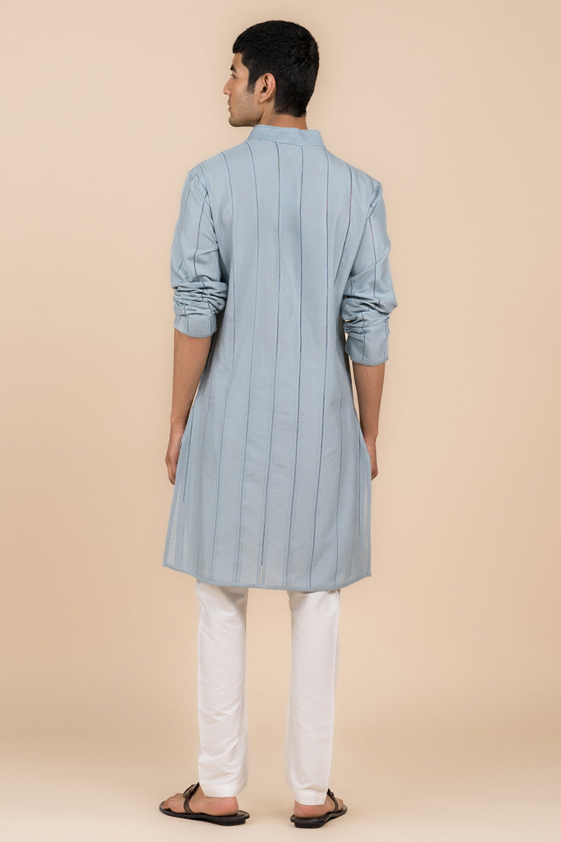 Light Blue Kurta Set In Resham And Zari Embroidery