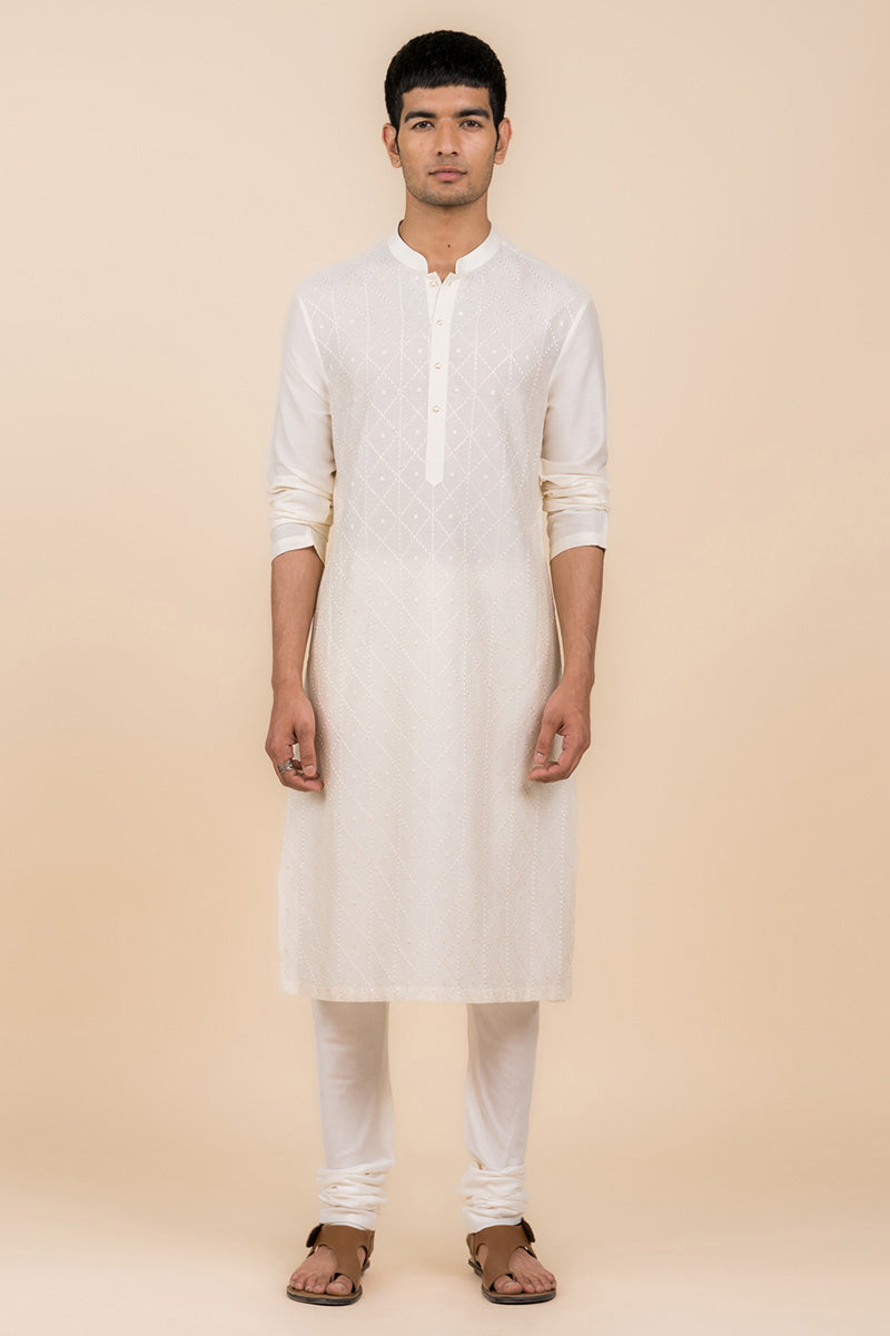 Ivory All Over Jaal Embroidered Kurta Set