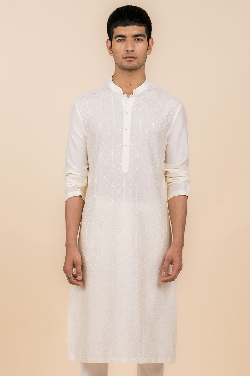 Ivory All Over Jaal Embroidered Kurta Set