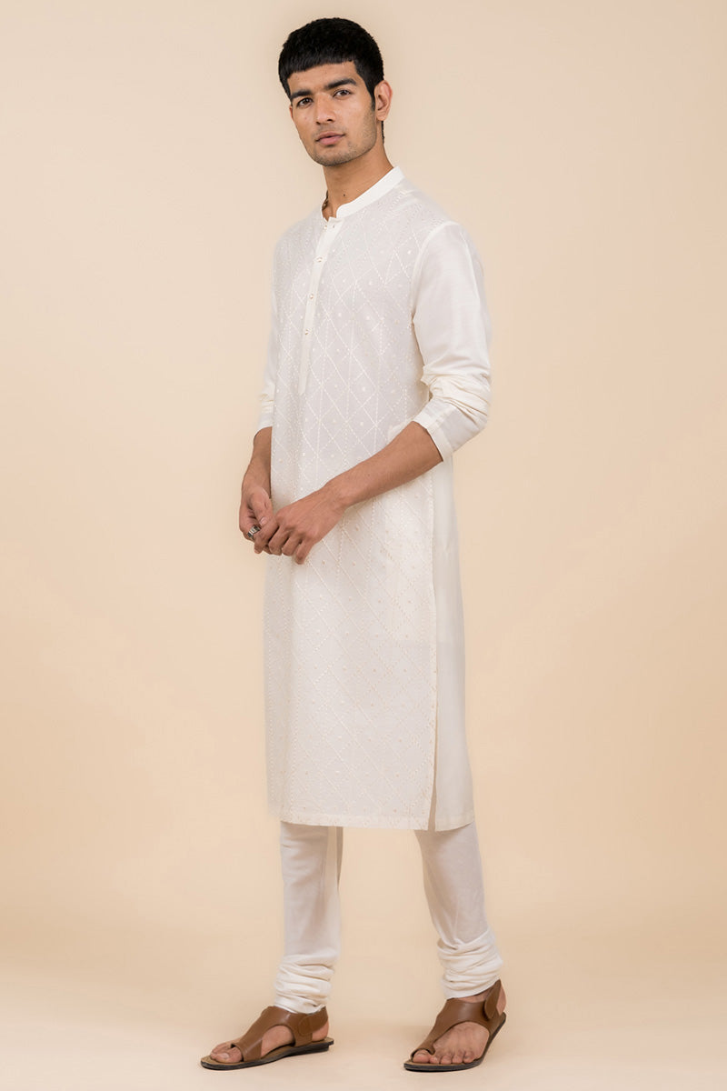 Ivory All Over Jaal Embroidered Kurta Set