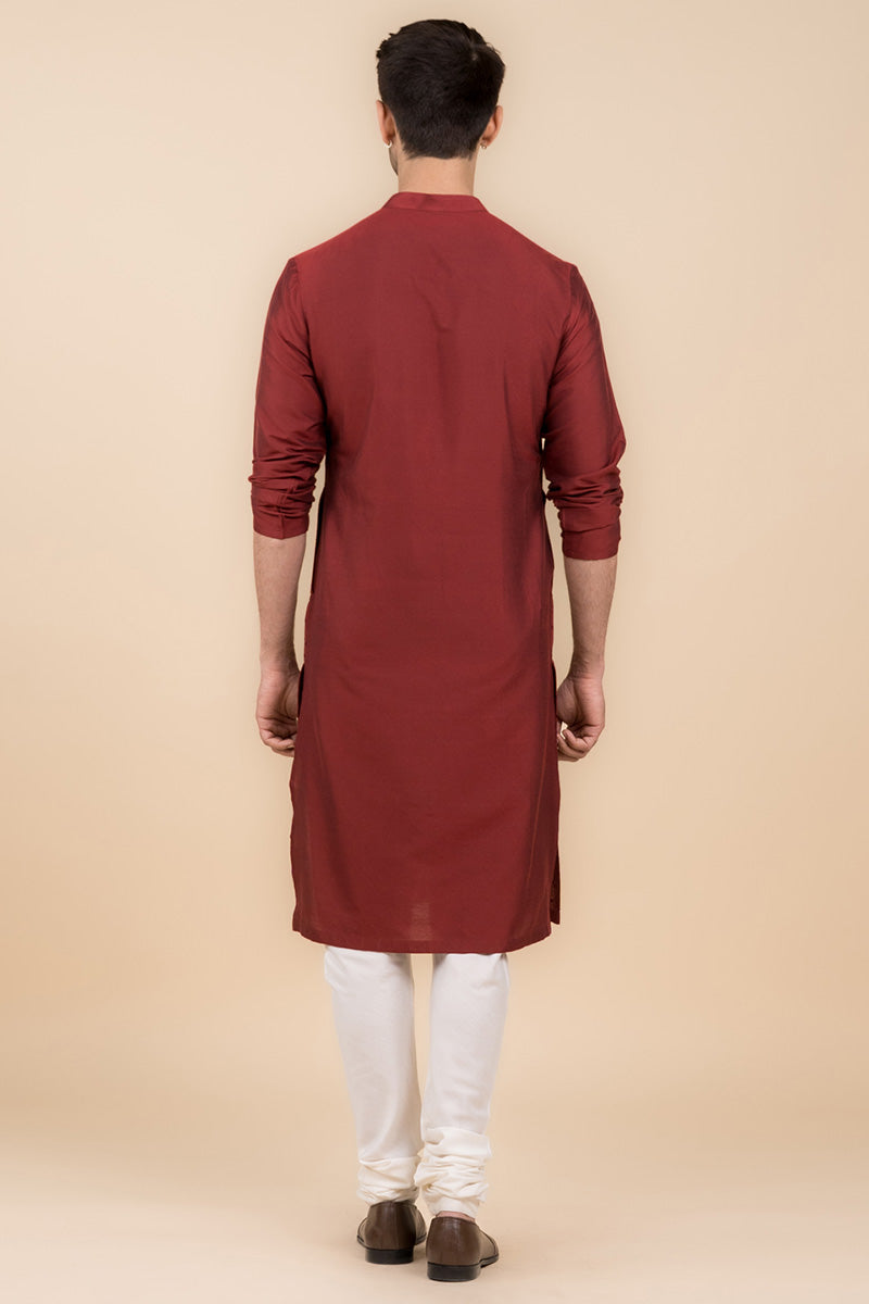 Maroon All Over Jaal Embroidered Kurta Set