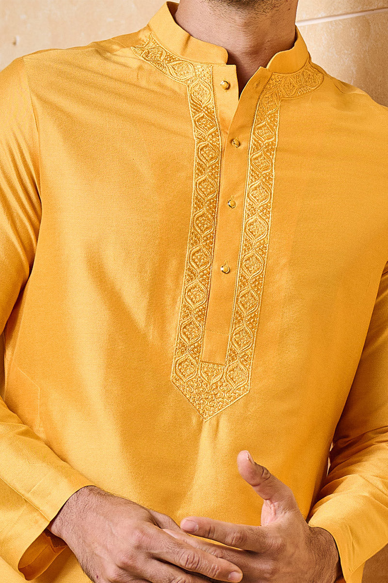 Gold Resham Embroidered Kurta Set