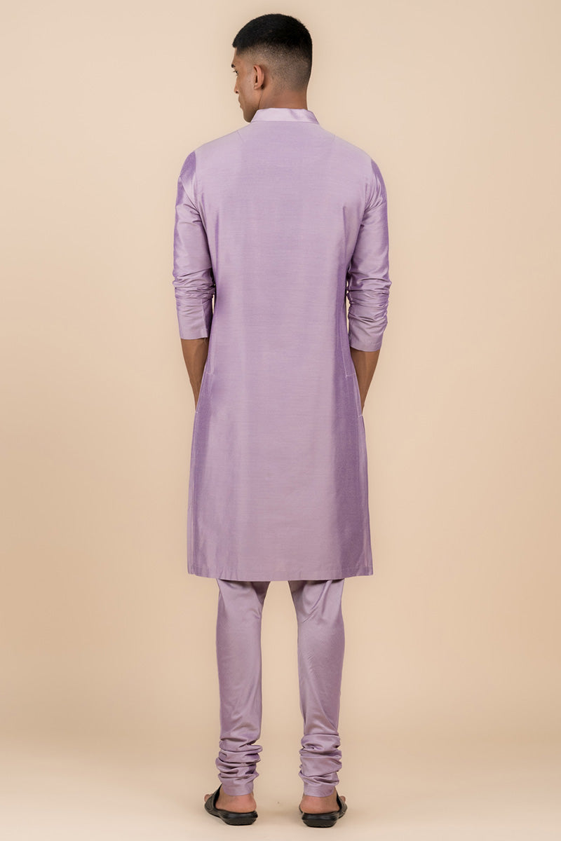 Lilac Resham Embroidered Kurta Set