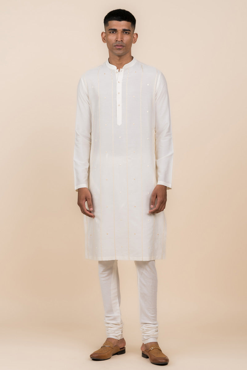 Ivory All Over Resham Embroidered Kurta Set