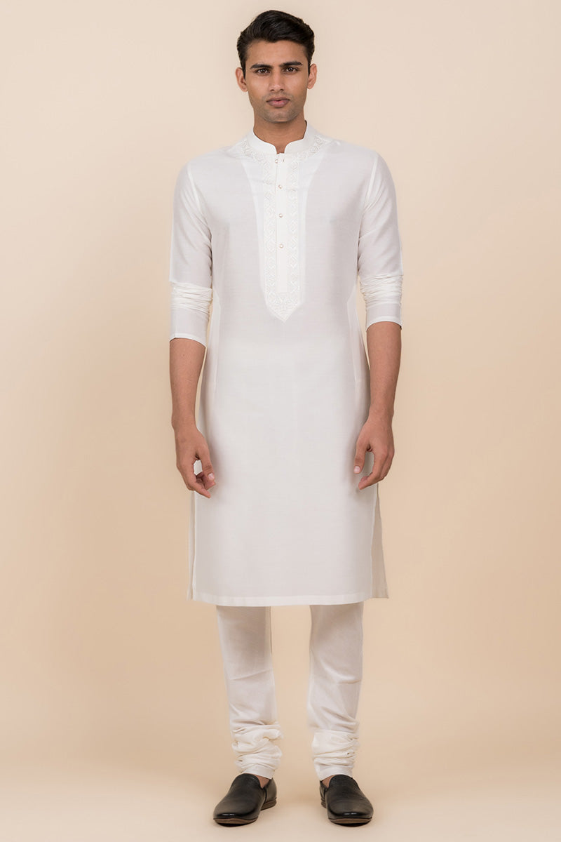 White Resham Embroidered Kurta Set