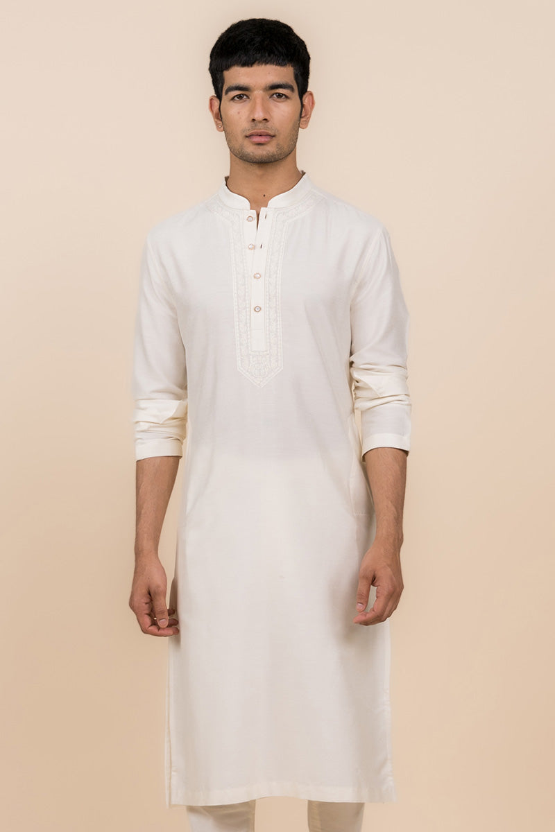 Ivory Thread Embroidered Kurta Set