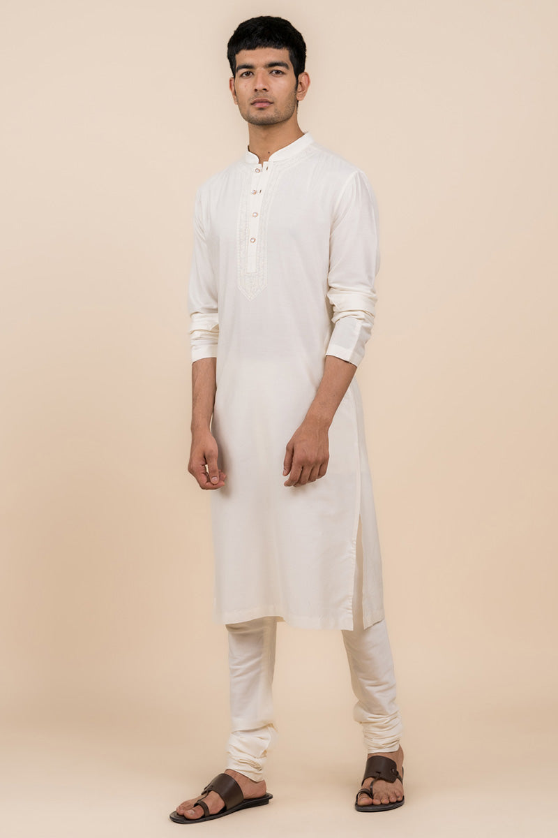 Ivory Thread Embroidered Kurta Set