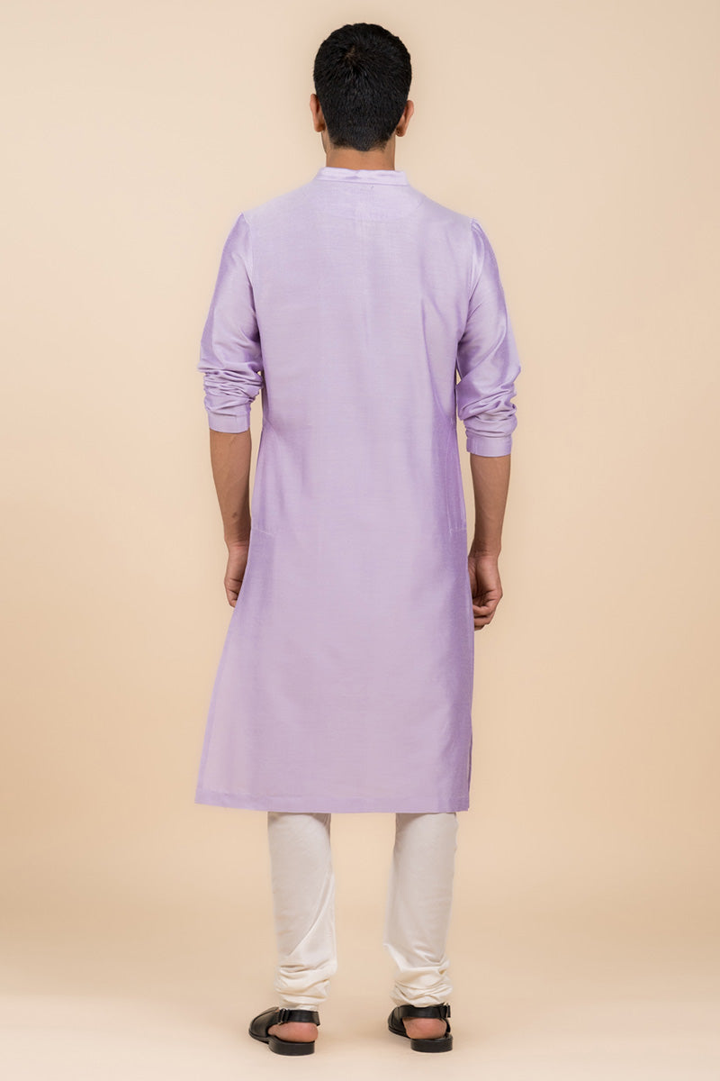 Lilac Resham Embroidered Kurta Set