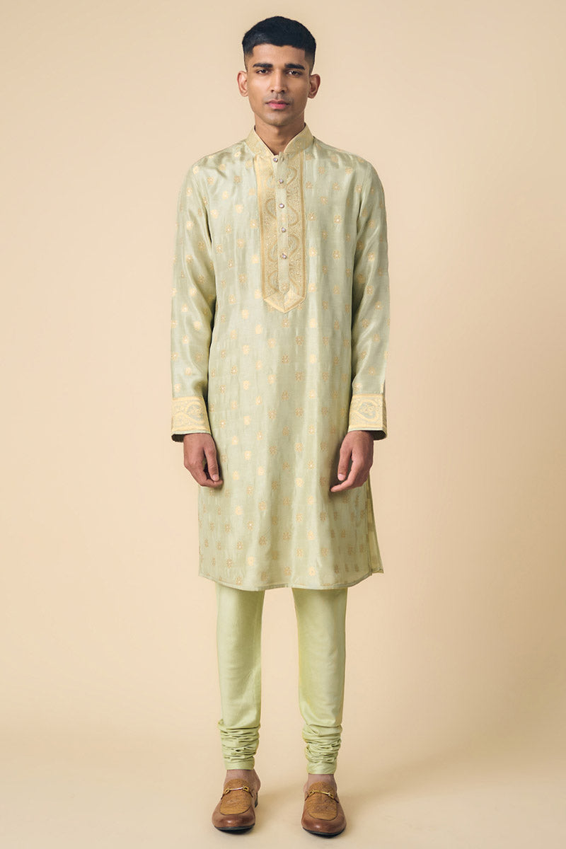 Light Green Kurta Set With All Over Butta Embroidery