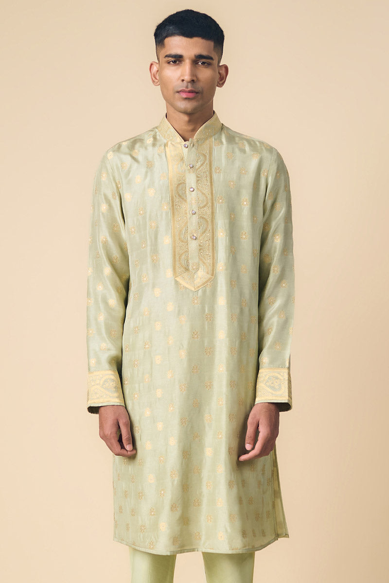 Light Green Kurta Set With All Over Butta Embroidery