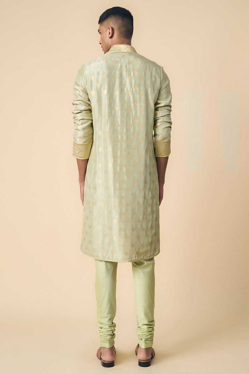 Light Green Kurta Set With All Over Butta Embroidery