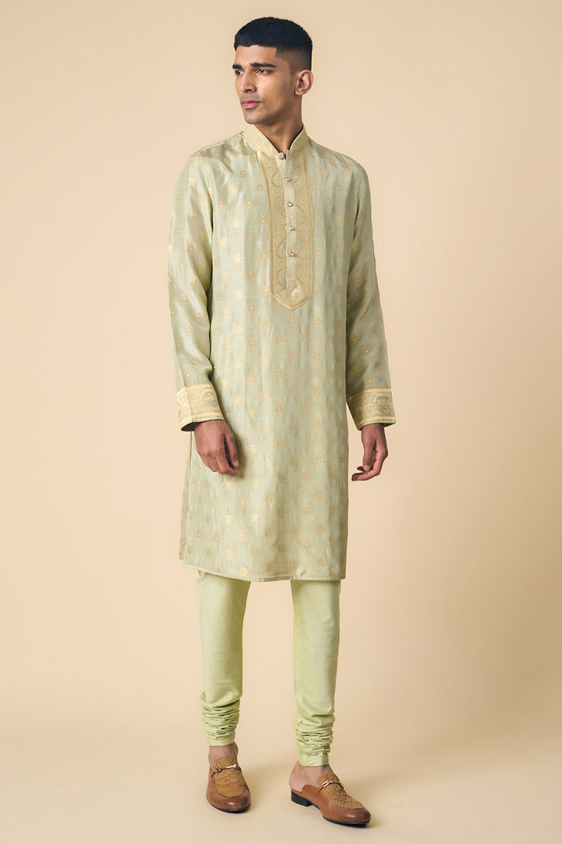 Light Green Kurta Set With All Over Butta Embroidery