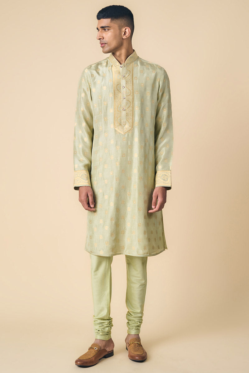 Light Green Kurta Set With All Over Butta Embroidery