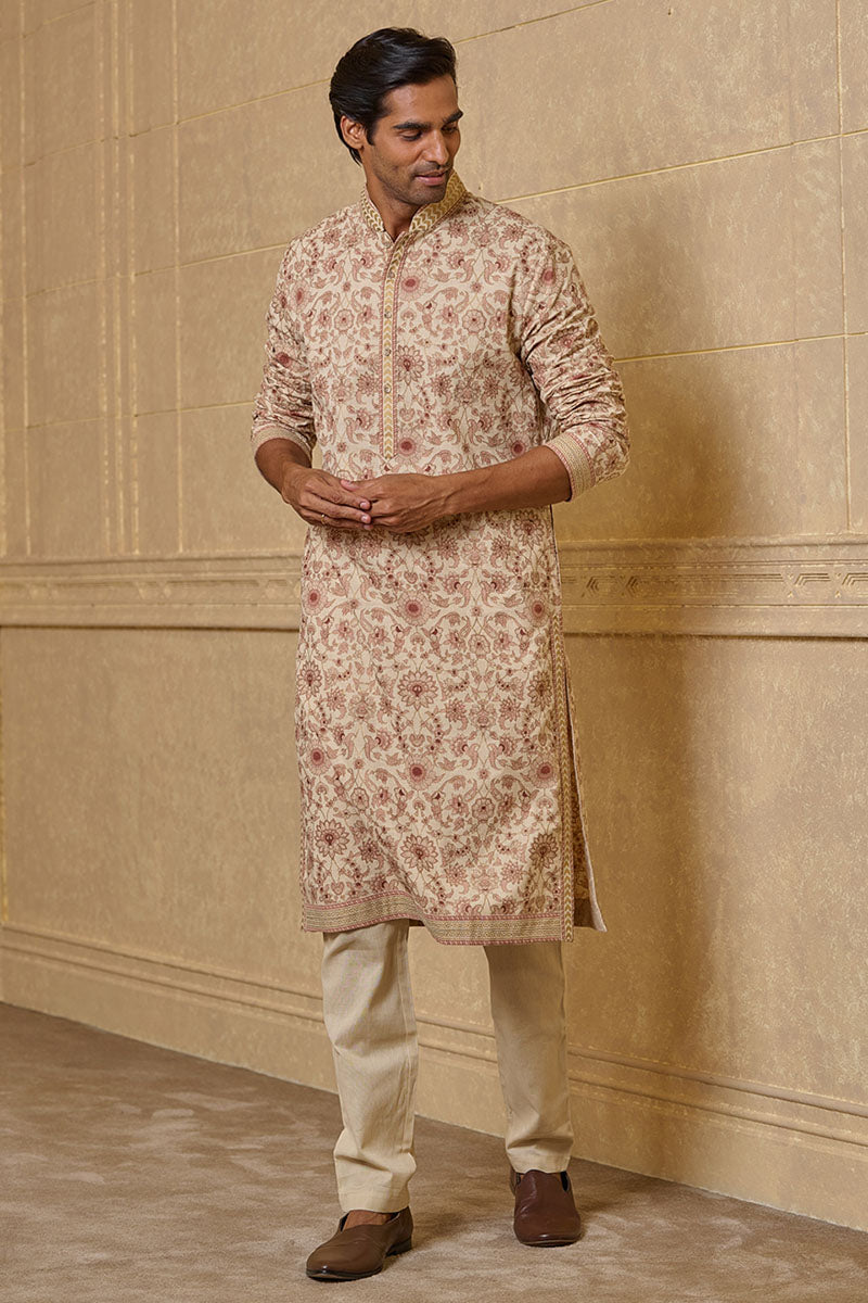 Rust All Over Floral Printed Kurta Set