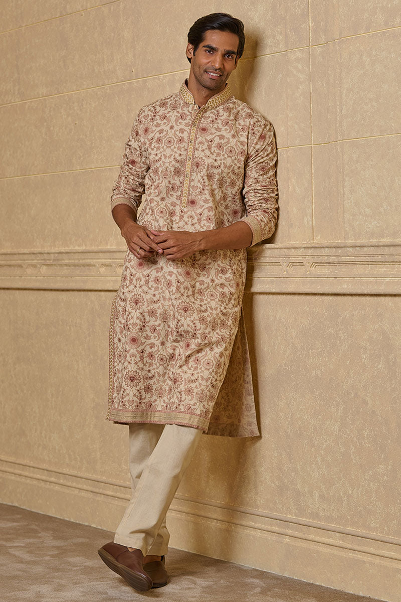 Rust All Over Floral Printed Kurta Set